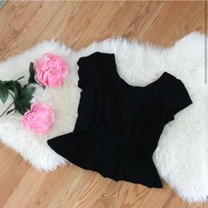 Banana Republic petite black flared dress top